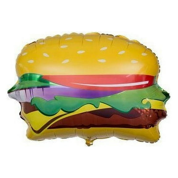 Betallic 15462 Hamburger Shape Foil Flat Balloon, 28"