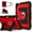 Black+Red, variant on Case For iPad mini 6 (2021) / mini 7 (A17 Pro) 2024 8.3 inch Foldable Stand Protective Cover With Pen Holder and Shoulder Strap