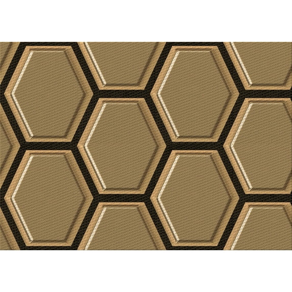 Ahgly Company Indoor Rectangle Patterned Caramel Brown Area Rugs, 5' x 7'