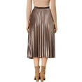 thumbnail image 3 of MODA NOVA Junior's Metallic Accordion Elastic Waist Pleated Midi Skirt, 3 of 6