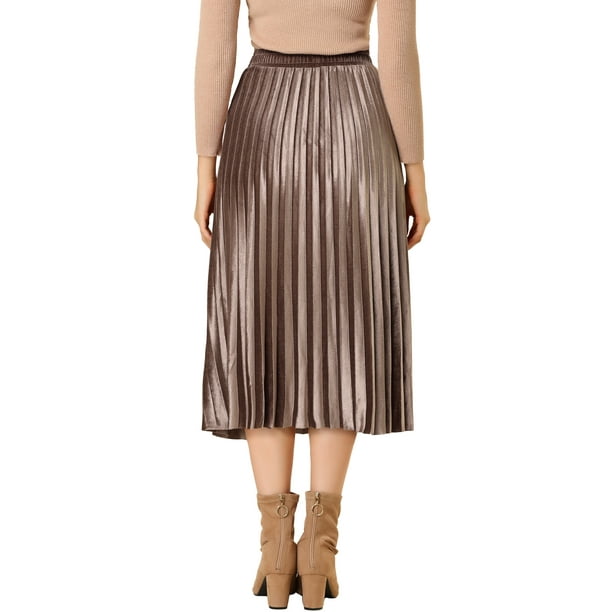 Metallic pleated 2025 midi skirt halogen