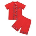 thumbnail image 2 of IBTOM CASTLE Toddler Boys Mexican Outfit Short Sleeve Embroidery Shirt and Shorts Kids Traditional Cinco de Mayo Birthday Party Clothes 3-4 Years Red, 2 of 8