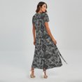 thumbnail image 2 of Grey Digital Camo Pattern Printed Short Sleeve Maxi Dress, Camo Camouflage Fashion Summer Maxi Dress For Women, 2 of 4