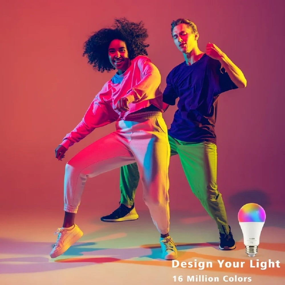 Homevenus Smart Light Bulbs, 9W A19 RGB Color Changing LED Light Bulb with Music Sync Controlled Via Wi-Fi & Bluetooth, Dimmable Tunable White, Works with Alexa Google Assistant, 4 Packs