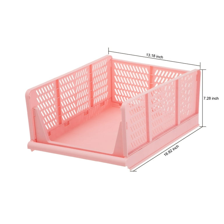 Your Zone Kids Collapsible Stacking Storage Bin, Pink photo 2