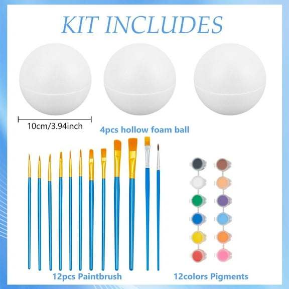 4Set Hollow Half Foam Balls for Crafts 4 Inch White Half Sphere Foam Ball for DIY Crafts Smooth Polystyrene Foam Balls for Crafts Making Household School Projects and Party Decorations