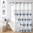 thumbnail image 4 of MIZHONA Shower Curtain with Snap in Liner,Navy Blue Geometric No Hook Waterproof Bath Curtain,71"× 83", 4 of 6