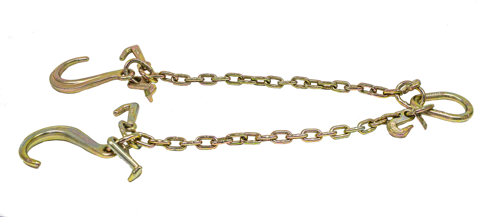 G70 V Chain Bridle w/ 8" Medium J Hooks, T- Hook & J-Hook w/ Grab Hooks 2' Legs Wrecker (2 Pack)