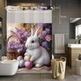 thumbnail image 5 of Easter Bunny Eggs No Hooks Shower Curtain with Snap-in Liner Spring Flowers Shower Curtains for Bathroom, Waterproof, Easy Install, Washable 72"x96", 5 of 9