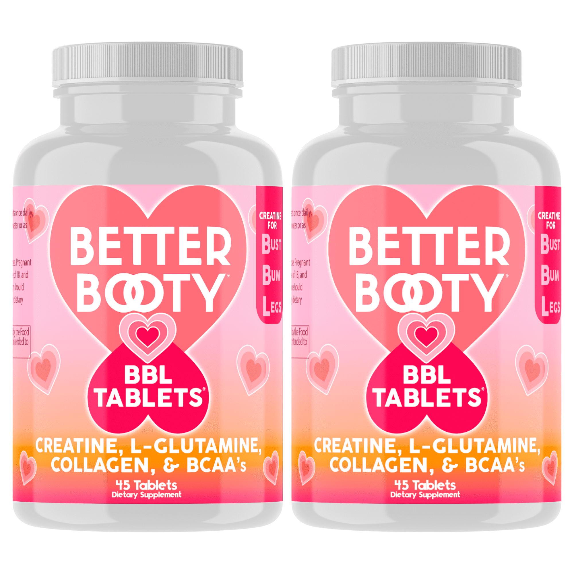 Better Booty Creatine Complex Tablets for Women, Premium Creatina Monohydrate, Glute Builder Supplement, 45ct (2-Pack)
