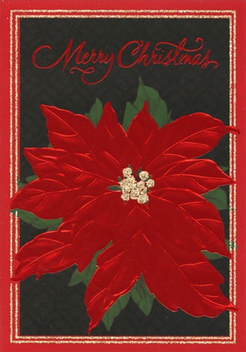 Large Personalised Poinsettia Bouquet Christmas Card 