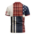 thumbnail image 5 of Men's USA 250th Anniversary Polo Shirt with Patriotic Flag and Plaid Patchwork Featuring Short Sleeves and Classic Collar Beige L, 5 of 5