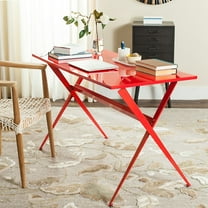 SAFAVIEH Chapman Modern Glam Cross Leg Writing Desk, Red