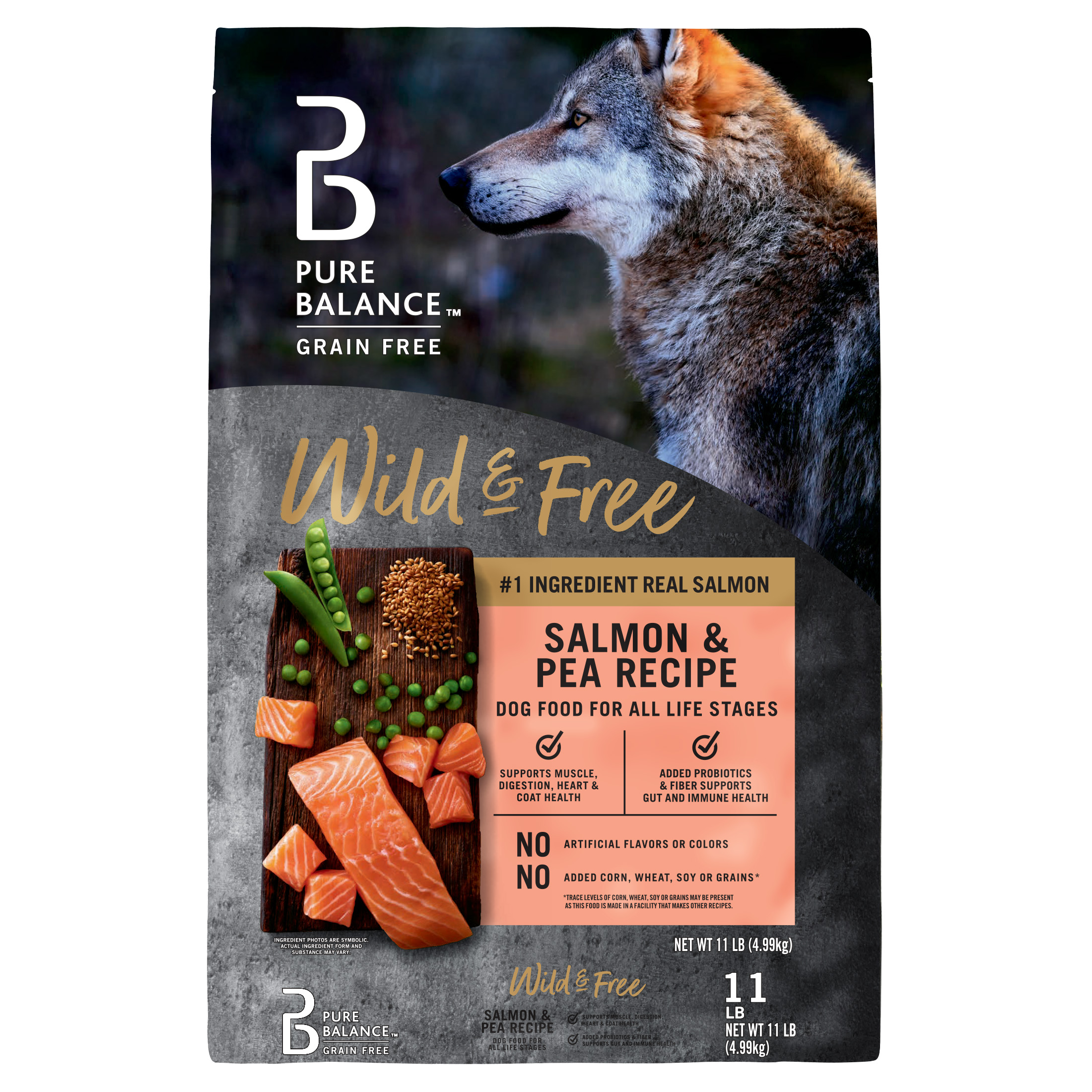 Pure Balance Wild & Free Grain-Free Salmon & Pea Recipe Dry Dog Food, 11 lbs