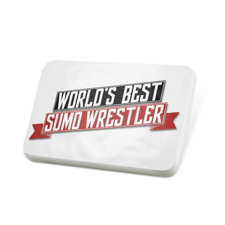 Porcelein Pin Worlds Best Sumo Wrestler Lapel Badge –