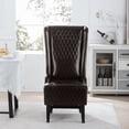 thumbnail image 2 of Mid-Century Modern High Back Faux Leather Accent Chair, Diamond Tufted Wingback Chair with Birch Wood Legs for Living Room Office Apartment, 2 of 14