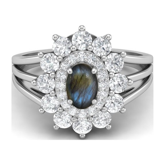 4.03 Ctw Oval Natural Labradorite 925 Sterling Silver Solitaire Women Valentines Day Gifts Ring