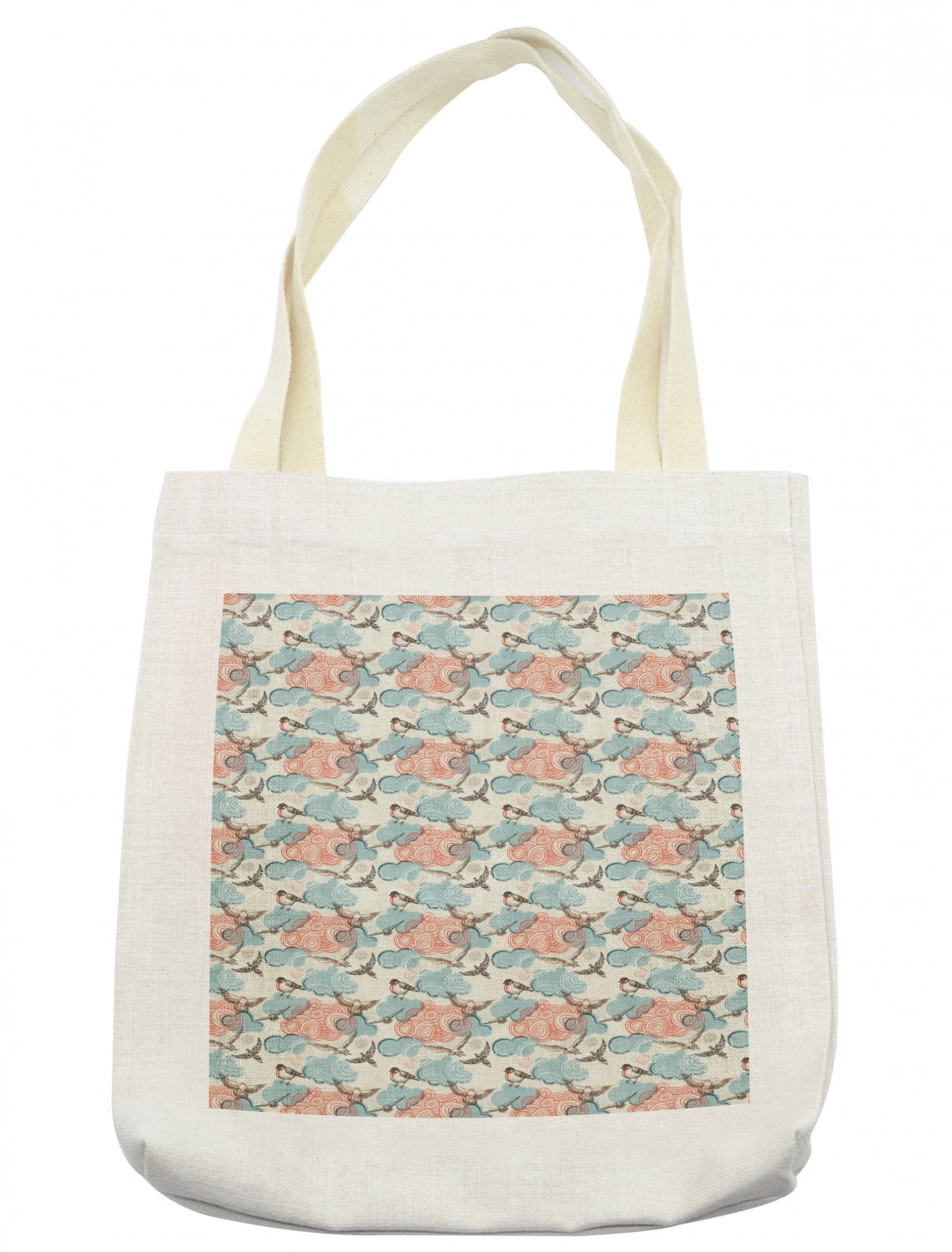 Abstract Tote Bag, Celestial Dashed Theme with Patched Cloud Sparrow ...