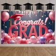 thumbnail image 3 of Pink Theme Graduation Banner Graduation Cap Grad Backdrop Colorful Balloons Congrats Lettering Graduation Background for Graduation Party College Graduation Photo Shoot, 3 of 9