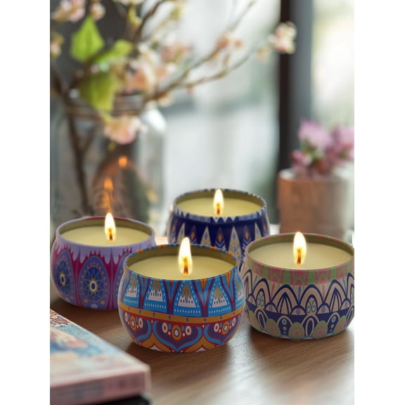 Scented Candles Gifts for Women, 4 Large 4.4 Oz Aromatherapy Candles for Home Scented, 120 Hour Long Burn Soy Wax Candles Set, Jar Candle Great for Holiday, Celebrations, Gift, Yoga