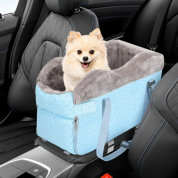 SlowTon Dog Car Seat for Small Dogs - Portable Center Console Dog Car Seat with Washable Cover Safety Leash and Storage Pockets, Dog Booster Car Seat for Small Dogs Up to 9 Lbs