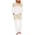 thumbnail image 2 of THDHVS Lounge Sets for Women,Fall Pajamas Women,Fashion Print Pajamas for Women Set Long Sleeve Pants Pjs Tops Lounge Sets Sleepwear with Pockets Beige 2XL, 2 of 7