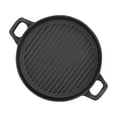 thumbnail image 1 of Plaque de Cuisson en Fonte Réversible à Double Poignée, Nervurée, Poêle Ronde en Fonte pour Cuisinière à Gaz et Électrique, 1 of 7