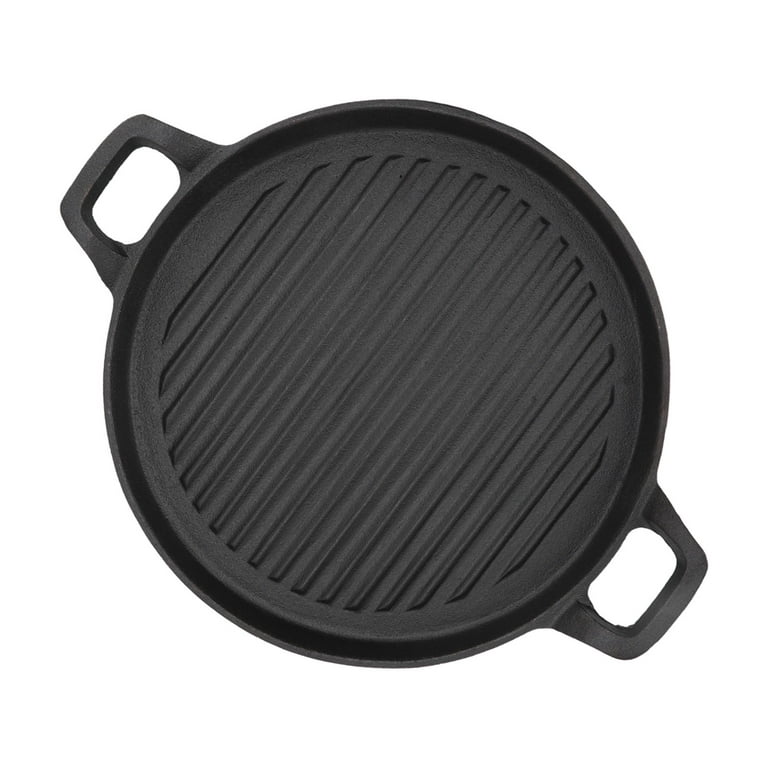 Crtynell Fry Pan,Cast Iron Griddle Reversible Dual Handle Ribbed Round Cast  Iron Frying Pan for Gas Electric Stovetop,Cast Iron Grill 