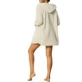 thumbnail image 3 of Unique Bargains Womens 3 Pcs Pajamas Coat Jacket and Crop Top with Shorts Lounge Set M White, 3 of 6