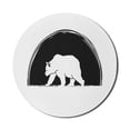 thumbnail image 1 of Animal Mouse Pad for Computers, Big Polar Bear Walking Side View Furry Creature Arctic Mammal Illustration, Round Non-Slip Thick Rubber Modern Gaming Mousepad, 8" Round, Black and White, by Ambesonne, 1 of 2