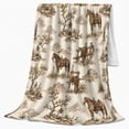 thumbnail image 2 of Vintage Western Ranch Scene Cowboy Horse Lantern Art, Festive Holiday Scene, Warm Flannel Blanket for Ranch House and Living Room, Horse Lovers person's Day Gift, Rustic Home Decor, 2 of 9