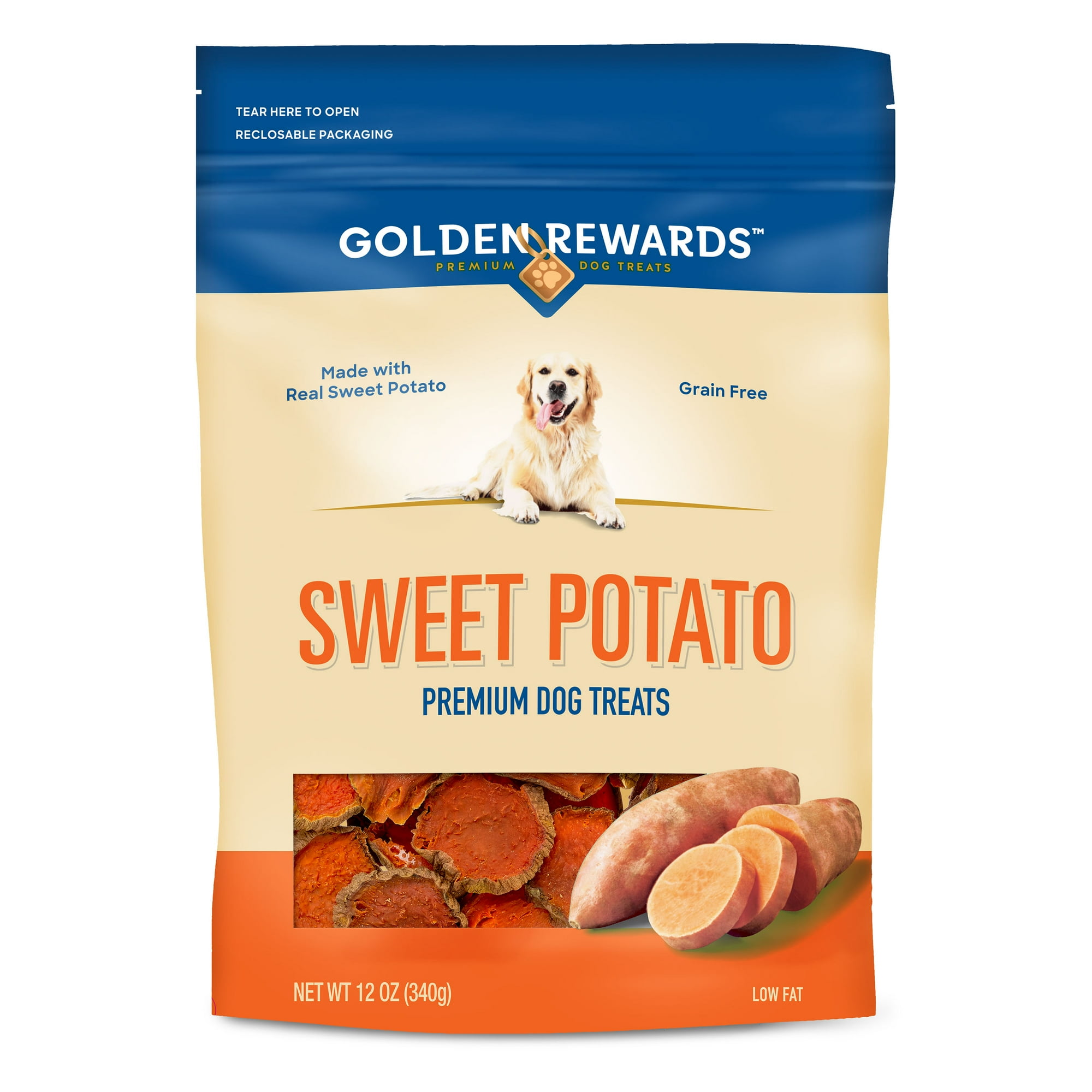 Golden Rewards Sweet Potato Slices for Dogs, 12 oz Bag