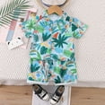 thumbnail image 2 of MEZZALL Boys Summer Beach Button Down Shirt & Shorts Set Breathable Patterned Outfits For Toddler And Kids, Blue, 3-4 Years, 2 of 3