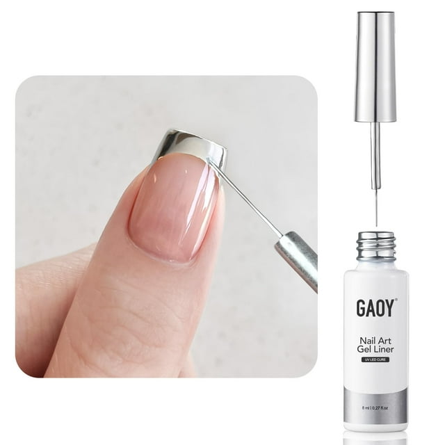Esmalte de uñas en gel GAOY cromado plateado, 8 ml, efecto espejo 3D