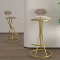 thumbnail image 3 of Wanling Elegant Gold Metal Frame Black Velvet Bar Stool with Armrests for Home Bar Kitchen Black, 3 of 20