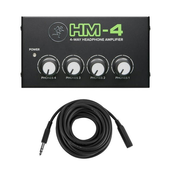 Mackie HM-4 4-Way Headphone Amplifier - With Stereo 1/4" Female Phone to 1/4" Male Phone TRS Headphone Cable, 25'