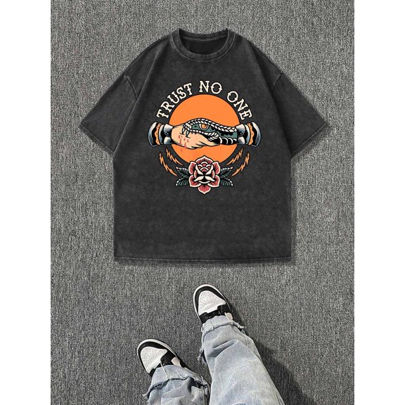 rose mens washed t shirt no casual streetwear retro clothing