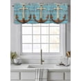 thumbnail image 4 of Vintage Anchor Curtain Valances for Windows, Coastal Nautical Blue Brown Wooden Kitchen Valance Window Treatment, Light Filtering Block Curtains for Bathroom/Bedroom/Living Room 54'' x 18'', 4 of 9