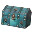 thumbnail image 3 of Caja de Madera Maciza con Cerradura y Llave Única con Tapa Abatible Diseño Antiguo Con Cerradura Verde, 3 of 9