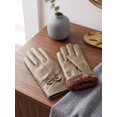 thumbnail image 5 of BadPiggies Winter PU Leather Gloves for Women, Waterproof Driving Dress Gloves with Fleece Lined Thermal Warm (Khaki), 5 of 6