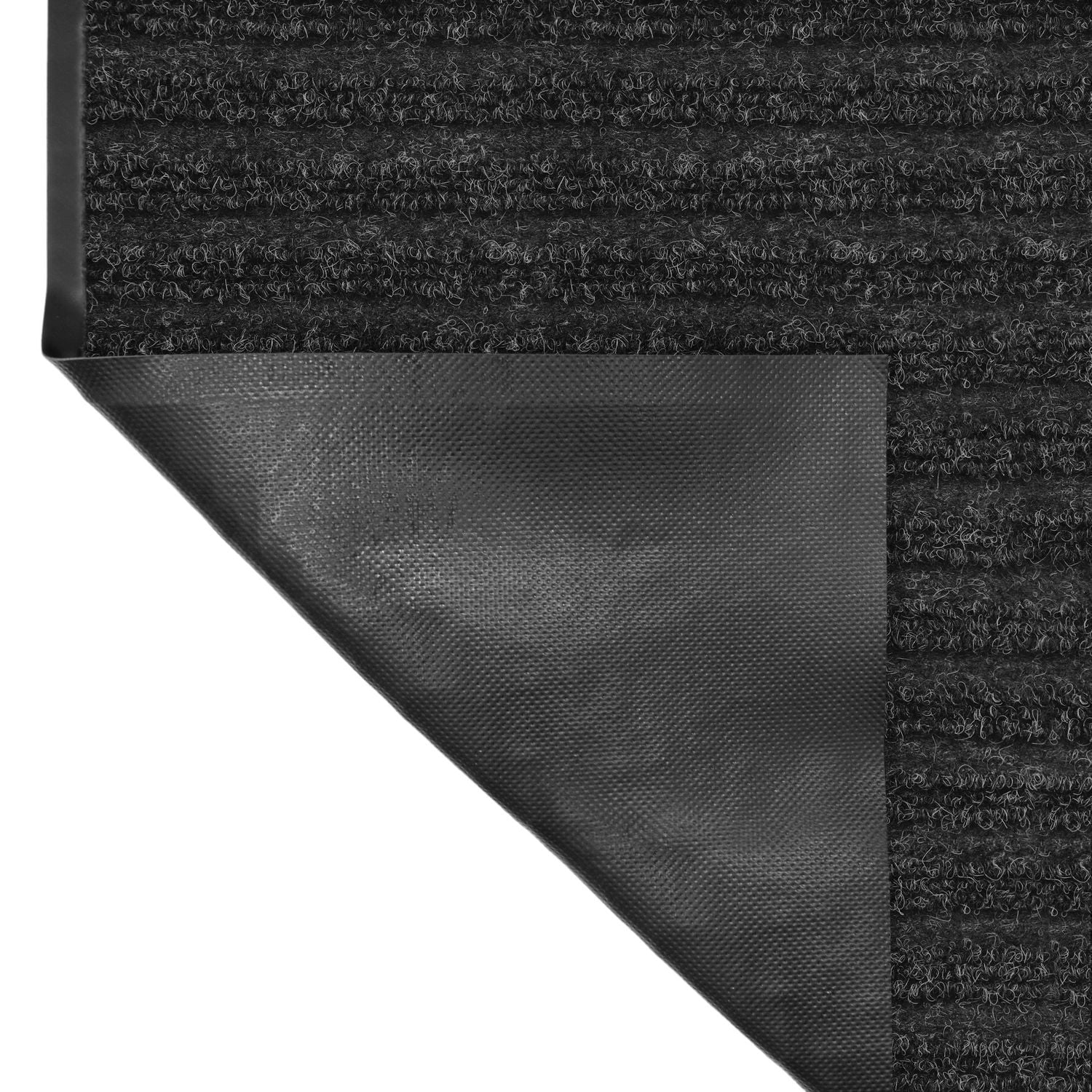 3 ft. x 4 ft. Platinum Needlepunch Charcoal Doormat with Vinyl Backing, Backing grips surfaces to minimize slippage.