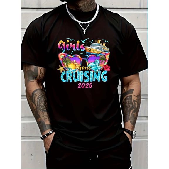 100% Cotton Girls Gone Cruising 2026 Cruise Vacation Trip Funny Besties T-Shirt Graphic T-shirts for men and women