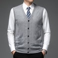 thumbnail image 4 of Suéter con patrón de Argyle para hombre, cárdigan de lana sin mangas, informal, con botones y cuello en V, chaleco de punto, 2021, 4 of 5