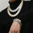 thumbnail image 4 of 20mm Miami Prong Cuban Chain Necklace 3 Rows Micro Pave Iced Out Round Cubic Zirconia Link Fashion Hip Hop Jewelry for Gift SH, 4 of 7