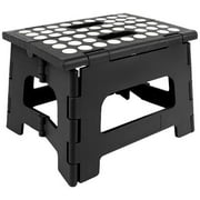StepSafe Non Slip Folding Step Stool For Kids and Adults with Handle- 9 in Height, Holds up to 300 Lb! (black)