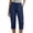 Navy, variant on qelini Linen Cropped Pants for Women Plus size with Pocket Drawstring Elastic Waist Capri Pants Solid Color Workout Pants