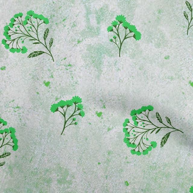 oneOone Rayon Green Fabric Floral Floral With Texture Craft Projects Decor Fabric Printed By The Yard 56 Inch Wide
