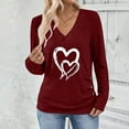 thumbnail image 4 of Busydd Womens T Shirts Fashion Heart Print Long Sleeve Going Out Tops for Women Casual Versatile Loose V Neck Womens Tops XL, 4 of 8