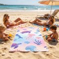 thumbnail image 3 of Tropical Beach Towel with Storage Bag 55x32 Inches, Drawstring Integrated Portable Beach Blanket for Swimming Vacation Camping Travel, Beach Accessory, 3 of 6