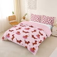 thumbnail image 2 of Homewish Kawaii Pet Dachshund Bedding,Cartoon Animals Duvet Cover Full,Pink,Pink Reversible,3-Piece,1 Duvet Cover and 2 Pillowcases, 2 of 6